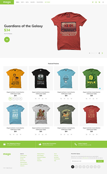 T-shirts, light shopify theme, live demo of Mogo Shopify theme #14