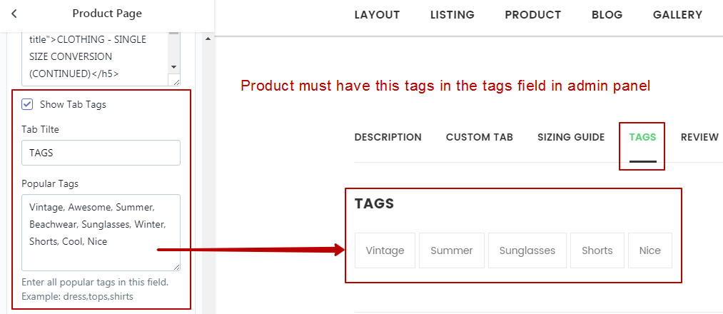 tags page